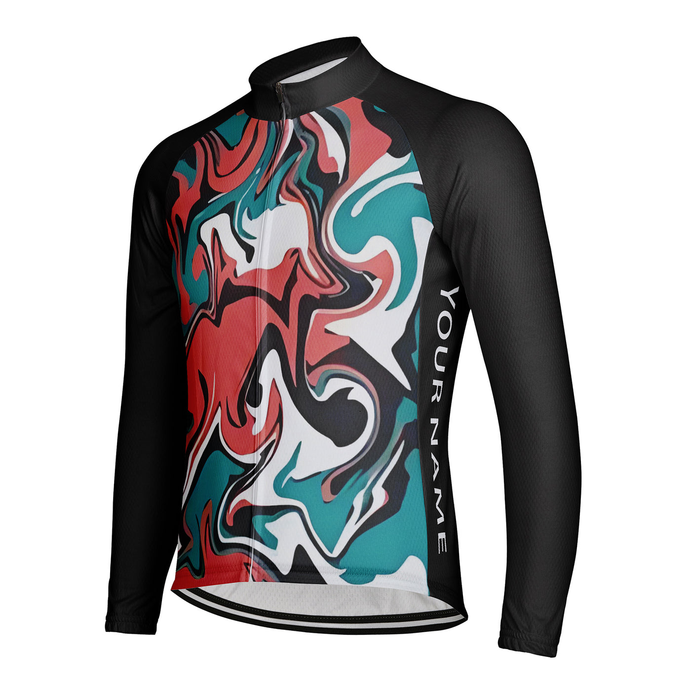 Customized Water Wave Diagram Men's Cycling Jersey Long Sleeve