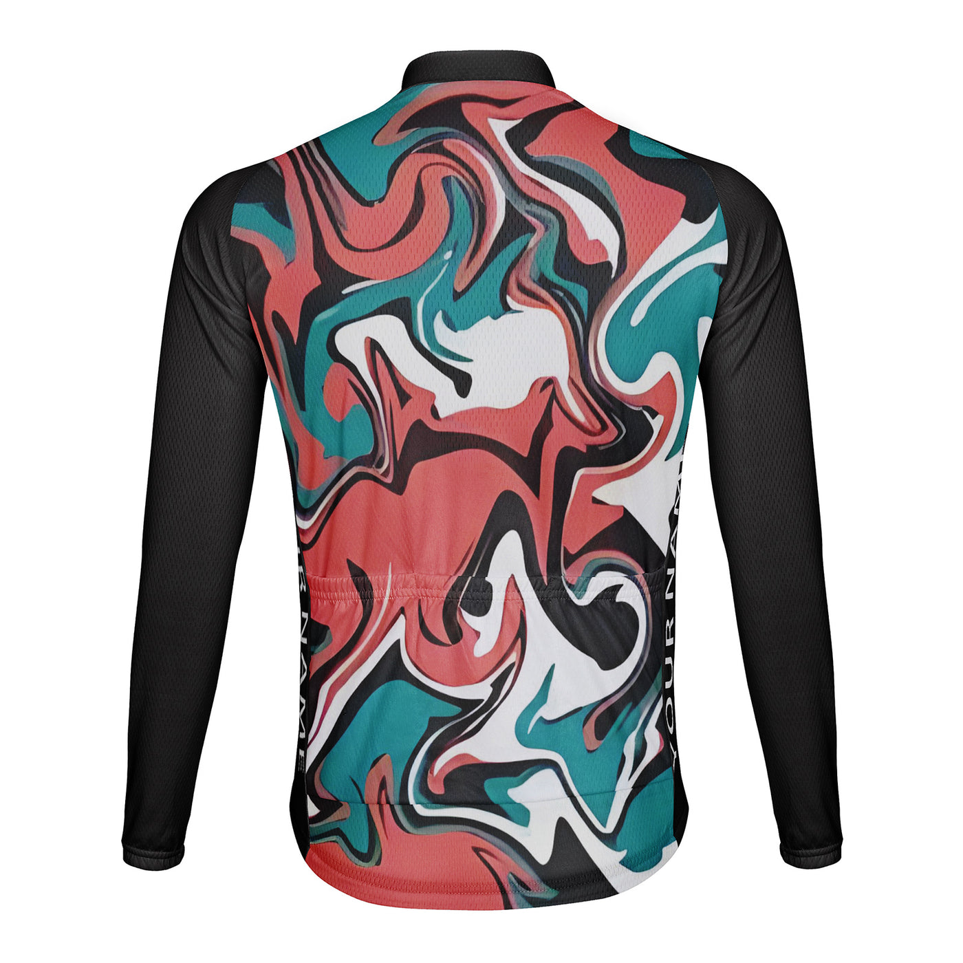 Customized Water Wave Diagram Men's Winter Thermal Fleece Cycling Jersey Long Sleeve
