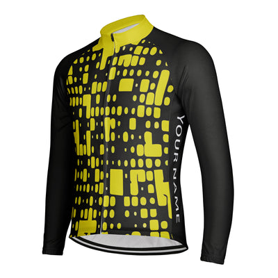Customized Mosaic Men's Winter Thermal Fleece Cycling Jersey Long Sleeve