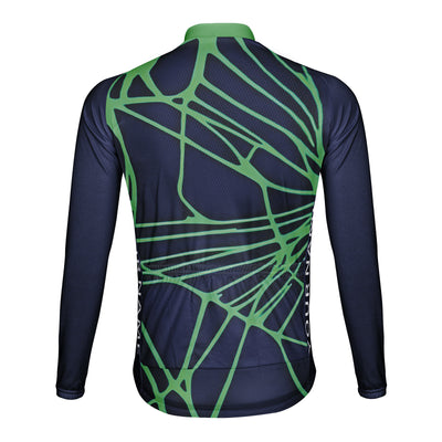 Customized Spider Web Men's Winter Thermal Fleece Cycling Jersey Long Sleeve