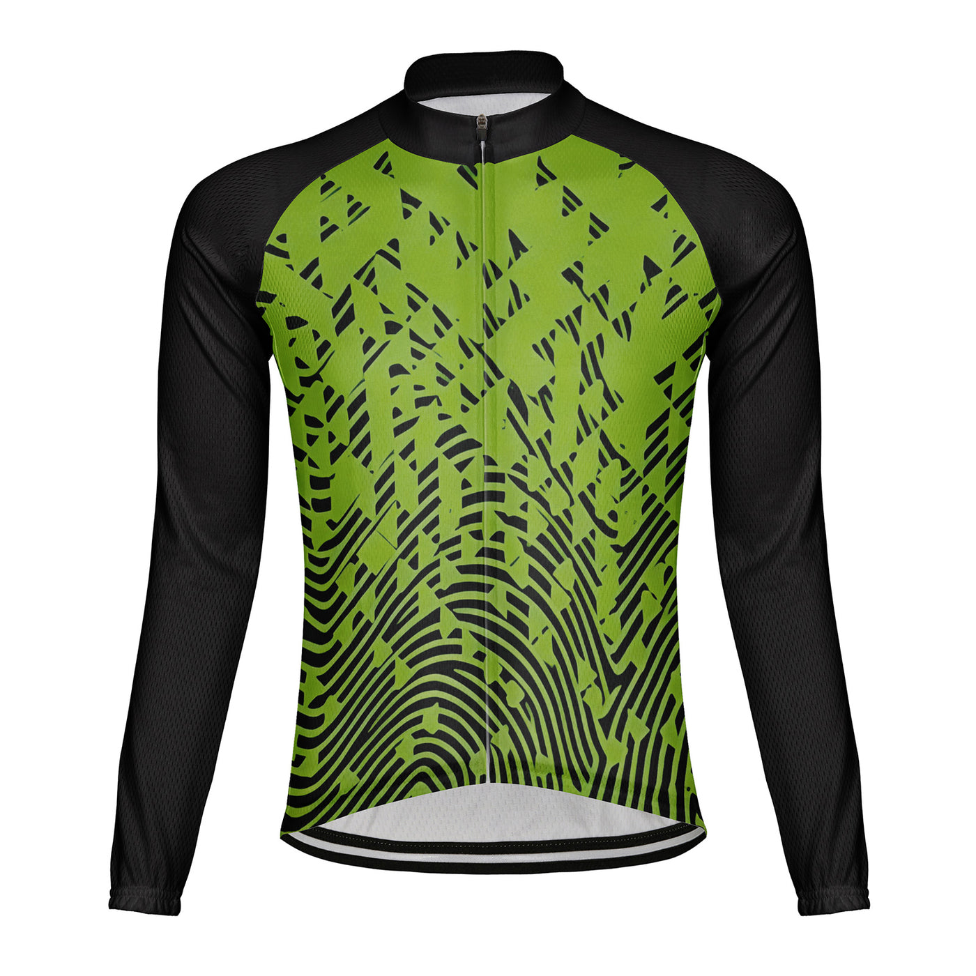 Customized Fingerprint Image Men's Winter Thermal Fleece Cycling Jersey Long Sleeve
