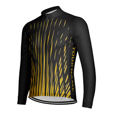 Customized Fireworks Spraying Men's Winter Thermal Fleece Cycling Jersey Long Sleeve