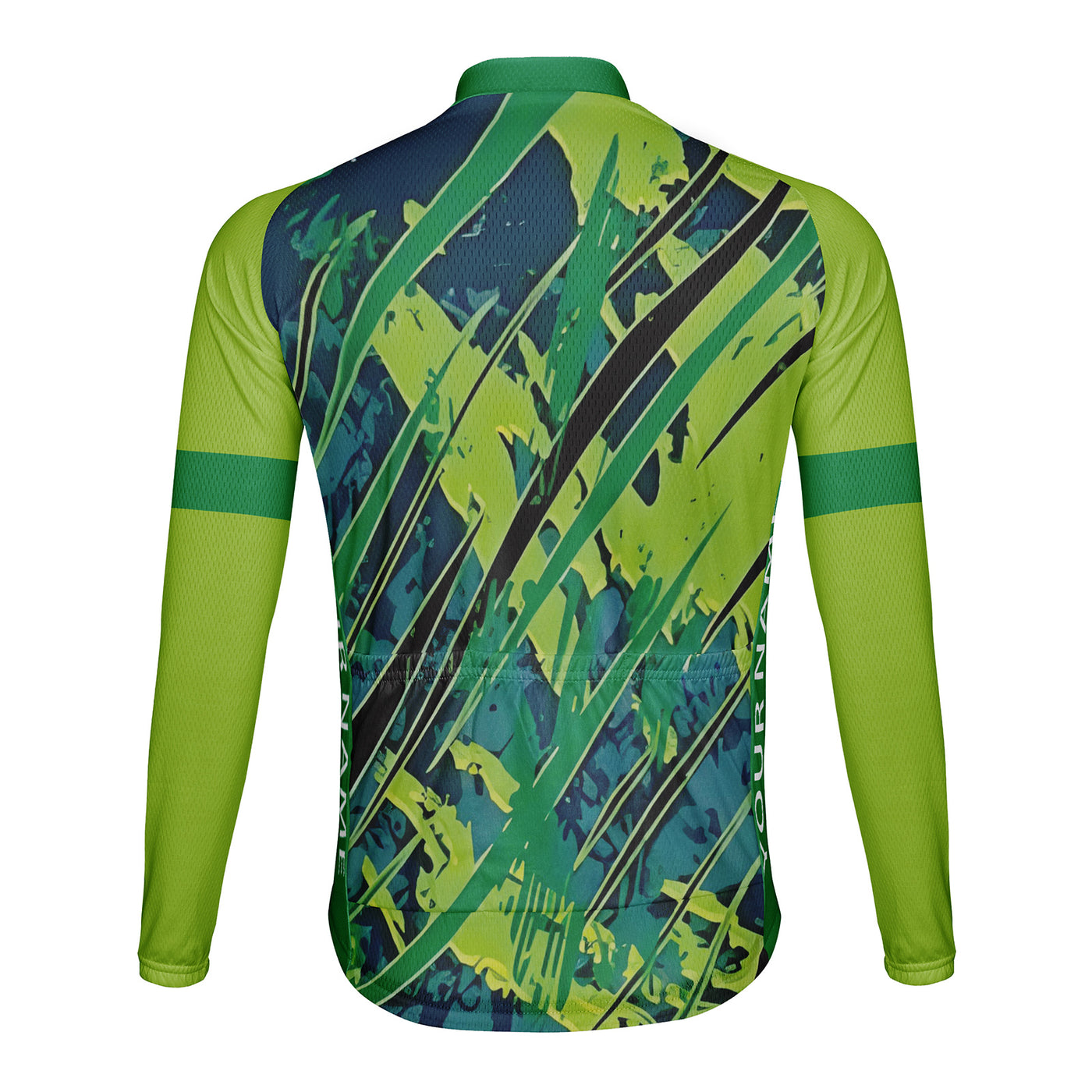 Customized Green Stereoscopic Diagram Men's Winter Thermal Fleece Cycling Jersey Long Sleeve
