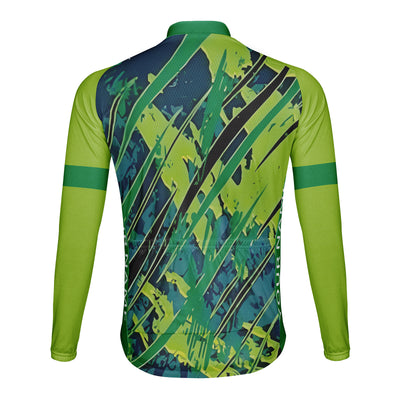 Customized Green Stereoscopic Diagram Men's Cycling Jersey Long Sleeve