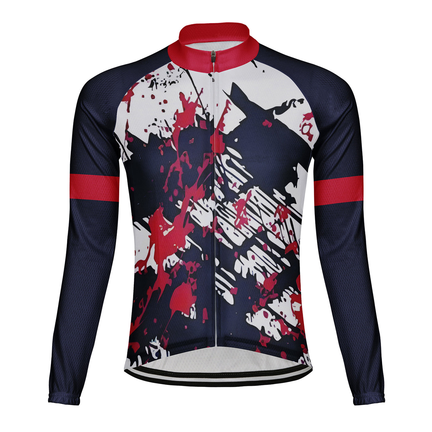 Customized Messy Graffiti Men's Winter Thermal Fleece Cycling Jersey Long Sleeve