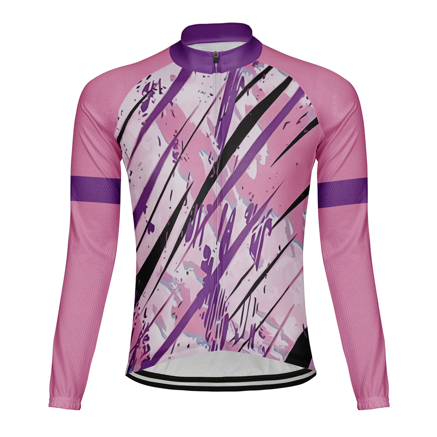 Customized Pink Graffiti Men's Winter Thermal Fleece Cycling Jersey Long Sleeve