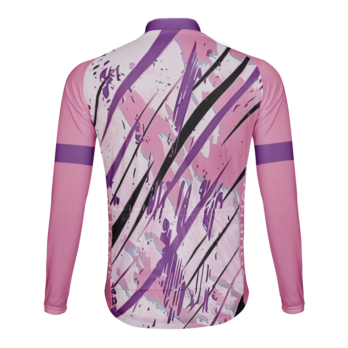 Customized Pink Graffiti Men's Winter Thermal Fleece Cycling Jersey Long Sleeve