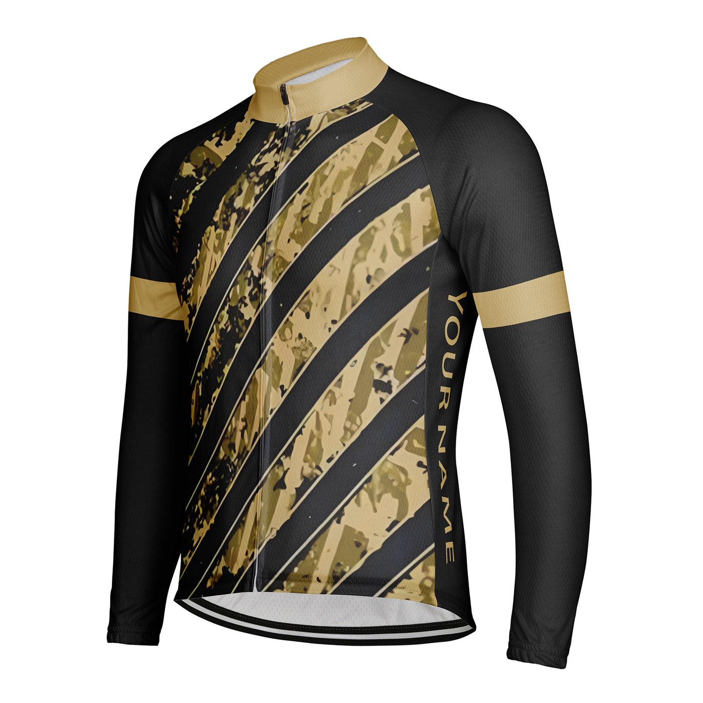 Customized Steel Plate Stripe Men's Winter Thermal Fleece Cycling Jersey Long Sleeve