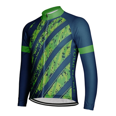 Customized Steel Plate Stripe Men's Cycling Jersey Long Sleeve
