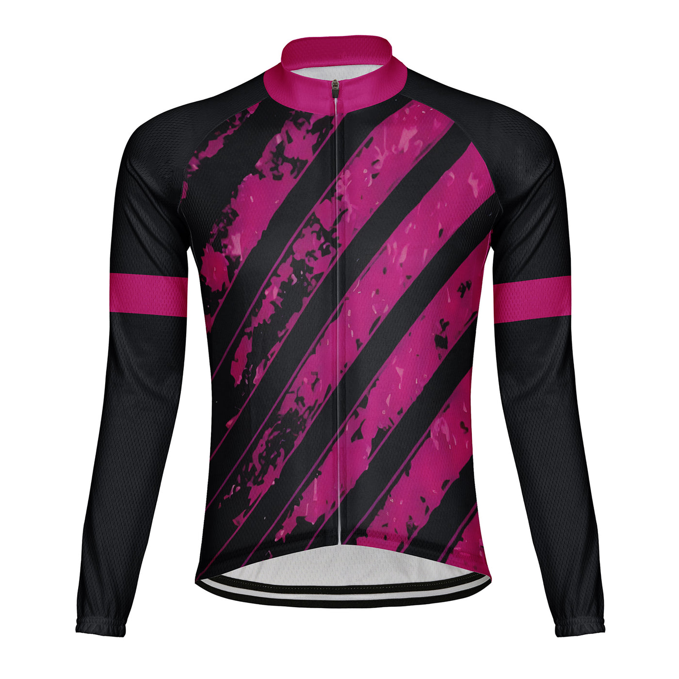 Customized Steel Plate Stripe Men's Winter Thermal Fleece Cycling Jersey Long Sleeve