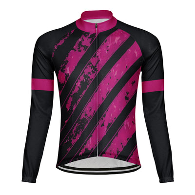 Customized Steel Plate Stripe Men's Winter Thermal Fleece Cycling Jersey Long Sleeve