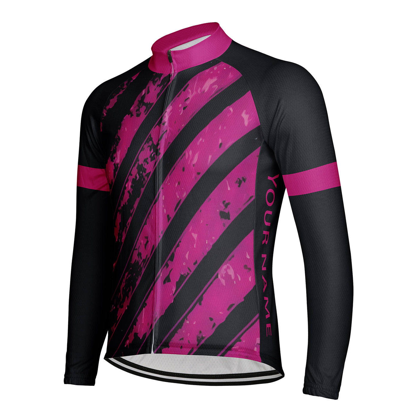 Customized Steel Plate Stripe Men's Winter Thermal Fleece Cycling Jersey Long Sleeve