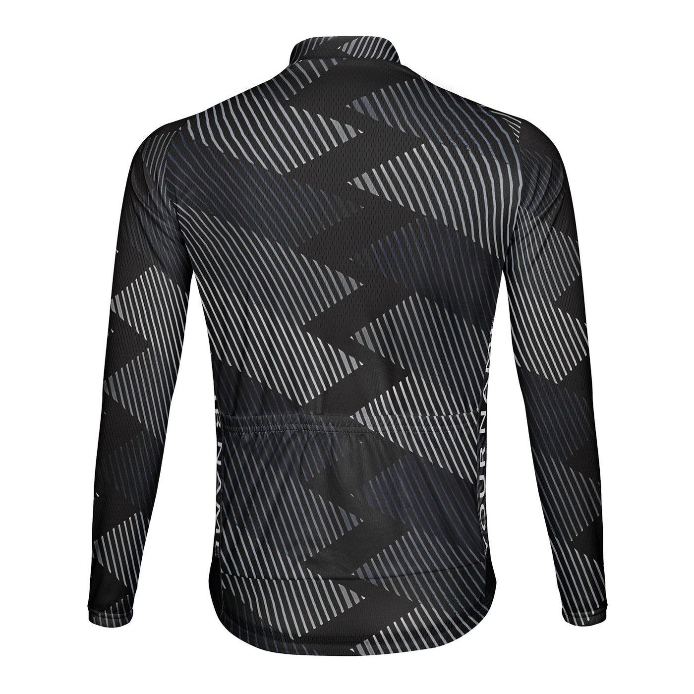 Customized Black And White Striped Staircase Men's Winter Thermal Fleece Cycling Jersey Long Sleeve