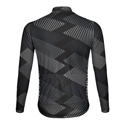 Customized Black And White Striped Staircase Men's Cycling Jersey Long Sleeve