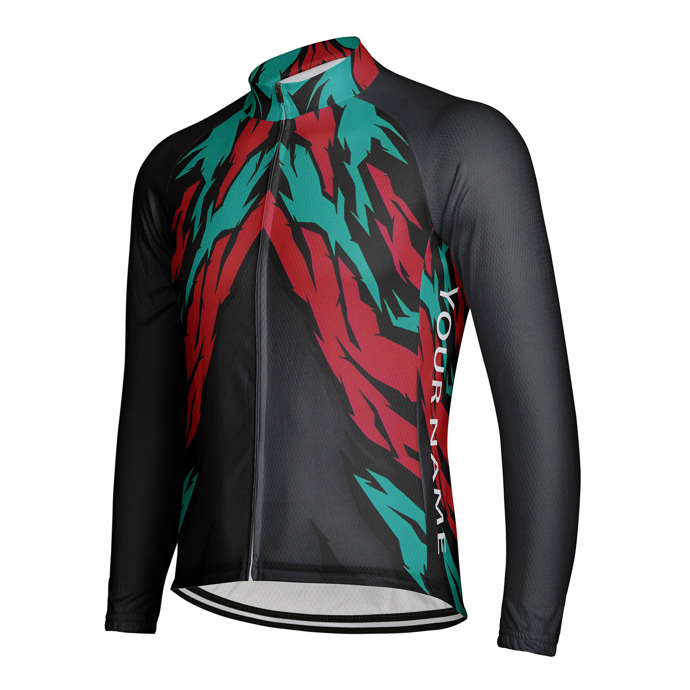 Customized Colorful Tiger Stripe Men's Winter Thermal Fleece Cycling Jersey Long Sleeve