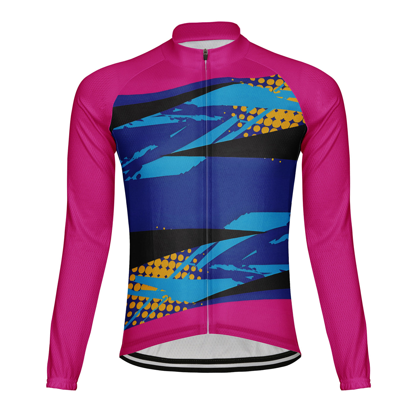 Customized Pink Blue Tide Charm Men's Winter Thermal Fleece Cycling Jersey Long Sleeve