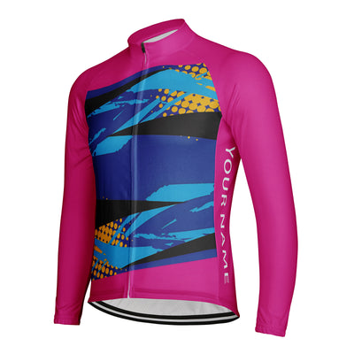Customized Pink Blue Tide Charm Men's Cycling Jersey Long Sleeve