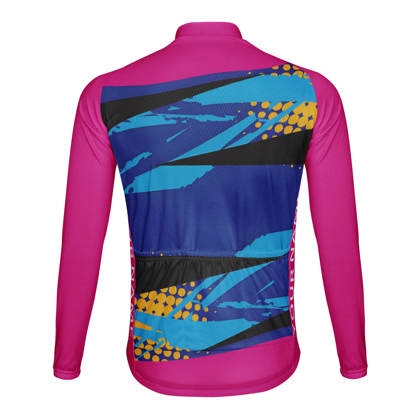 Customized Pink Blue Tide Charm Men's Winter Thermal Fleece Cycling Jersey Long Sleeve