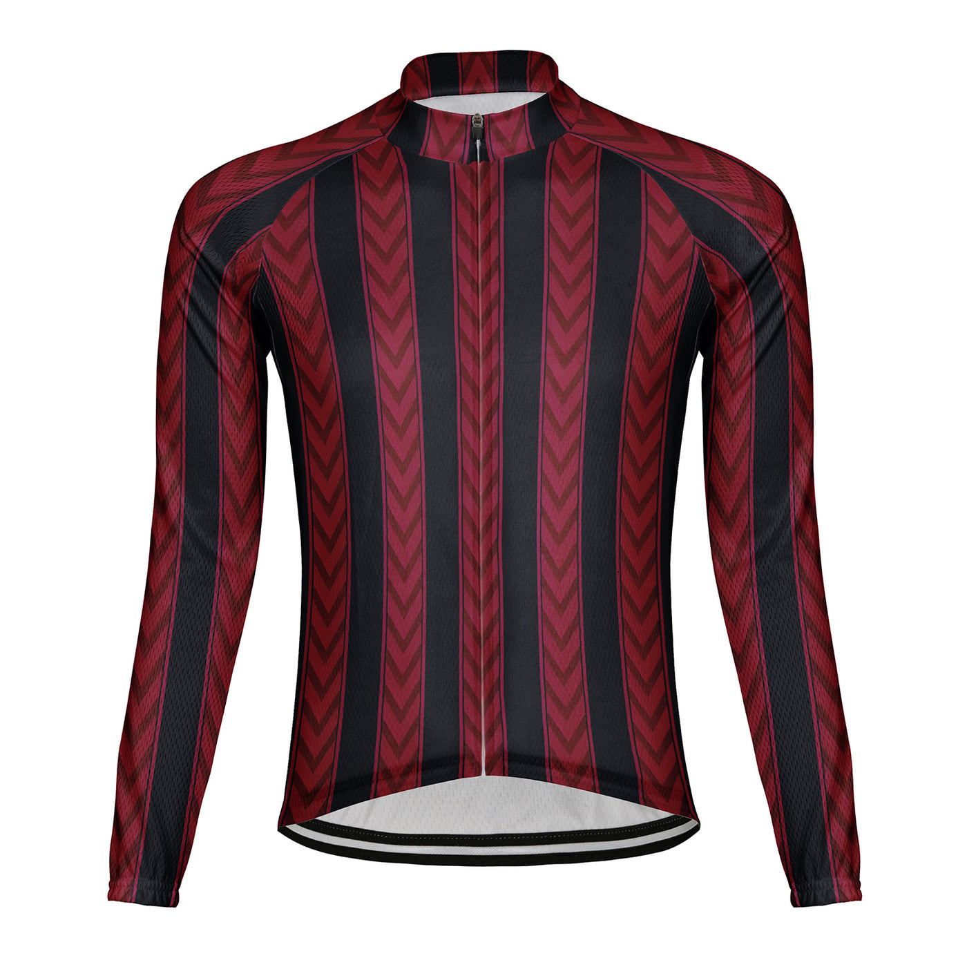 Customized Red Stripe Men's Winter Thermal Fleece Cycling Jersey Long Sleeve