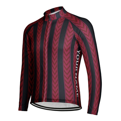 Customized Red Stripe Men's Cycling Jersey Long Sleeve