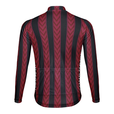 Customized Red Stripe Men's Cycling Jersey Long Sleeve