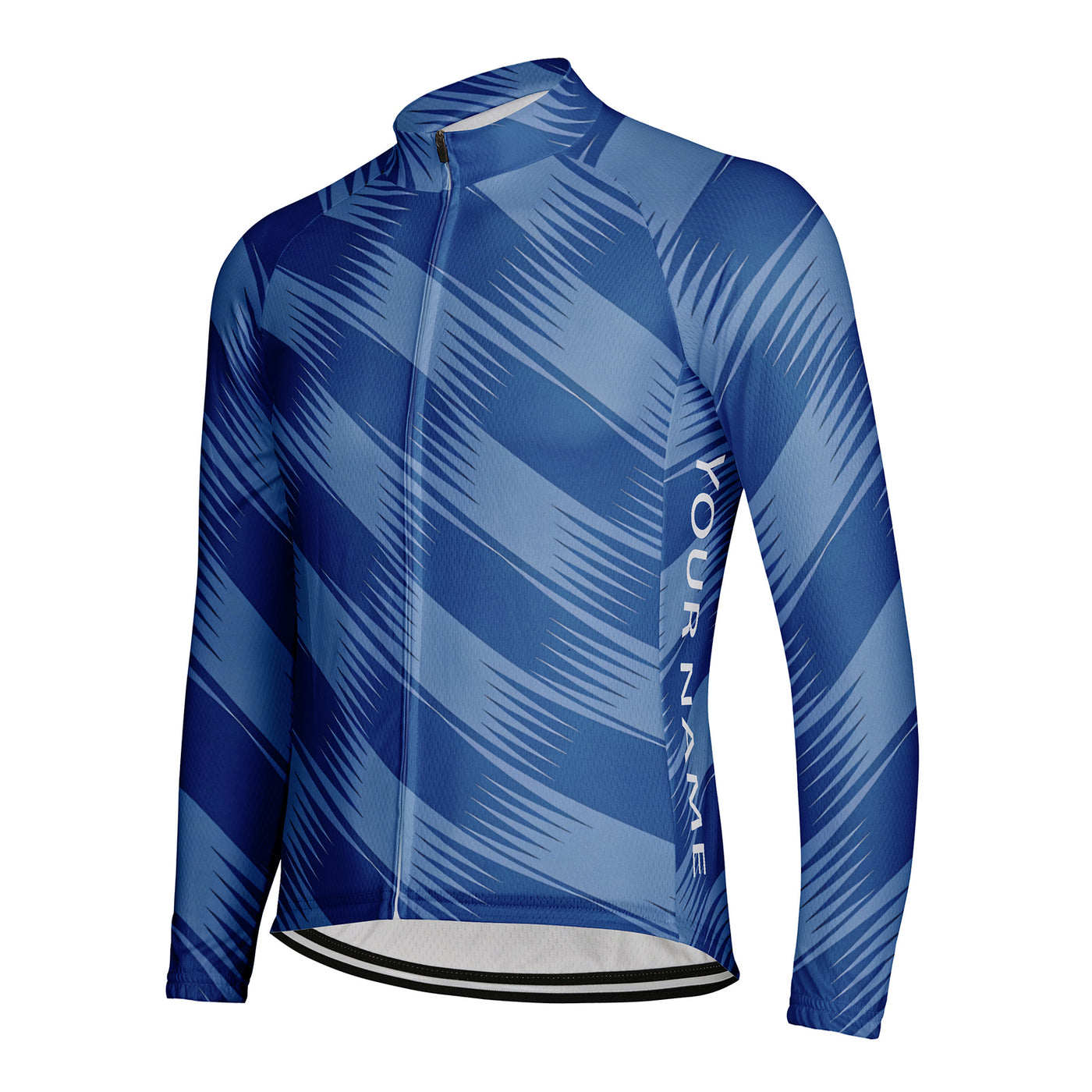 Customized Blue Shadow Twill Men's Cycling Jersey Long Sleeve