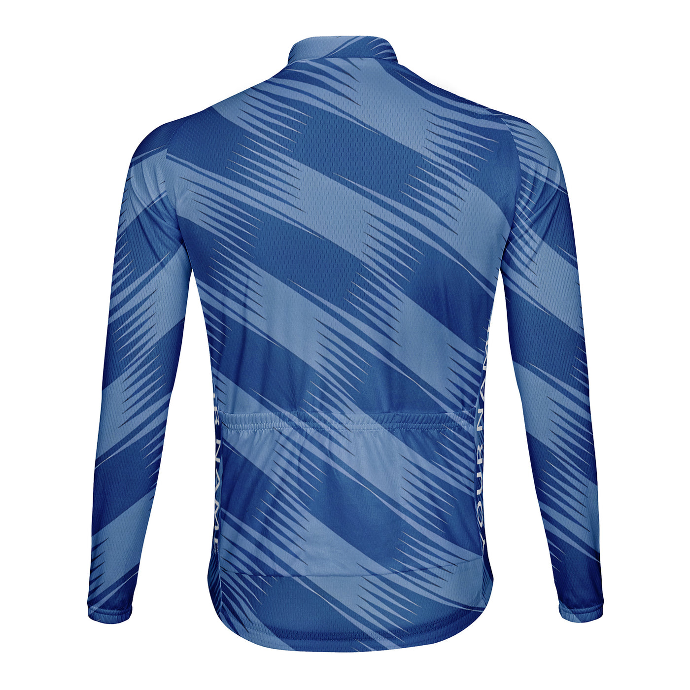 Customized Blue Shadow Twill Men's Winter Thermal Fleece Cycling Jersey Long Sleeve