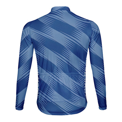 Customized Blue Shadow Twill Men's Winter Thermal Fleece Cycling Jersey Long Sleeve