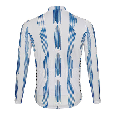 Customized Blue Rhythm Men's Winter Thermal Fleece Cycling Jersey Long Sleeve