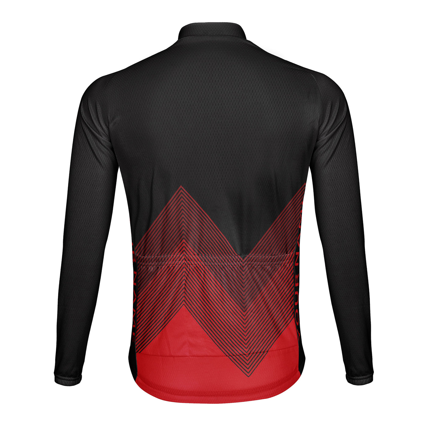 Customized Red Rhyme Line Men's Winter Thermal Fleece Cycling Jersey Long Sleeve