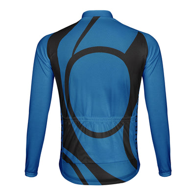 Customized Blue Round Black Line Men's Cycling Jersey Long Sleeve