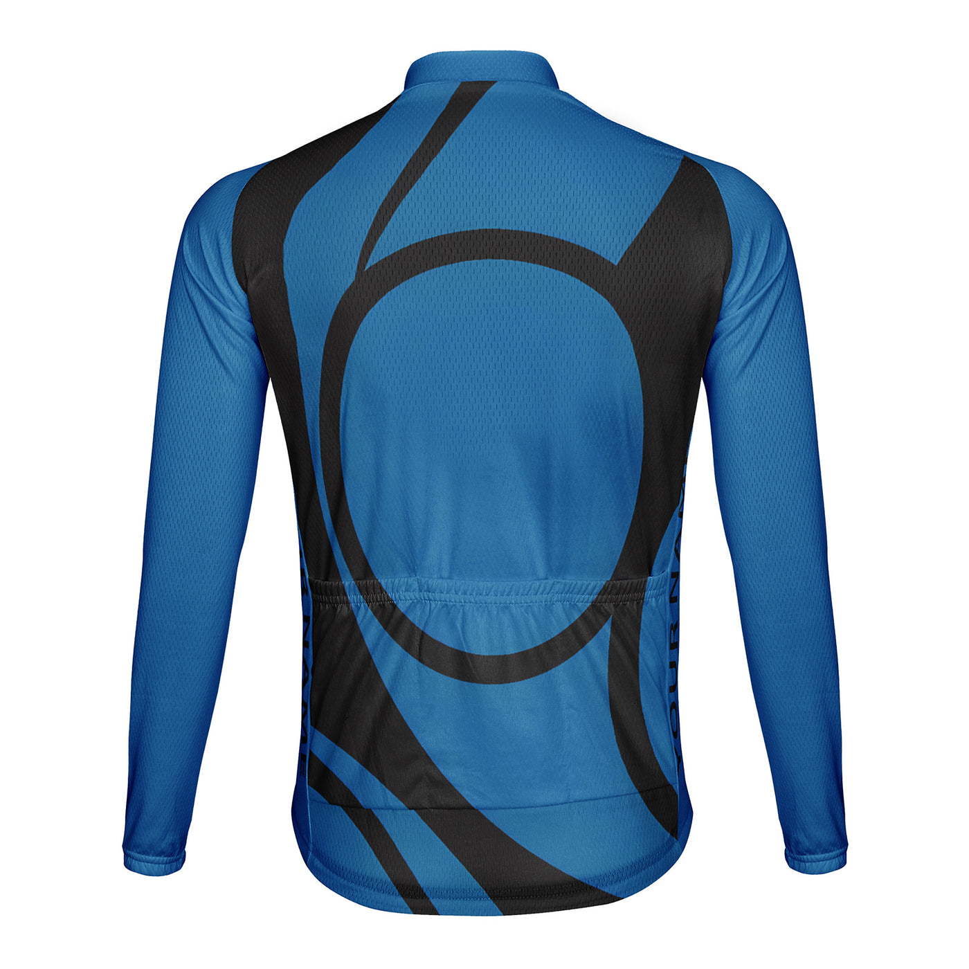 Customized Blue Round Black Line Men's Winter Thermal Fleece Cycling Jersey Long Sleeve