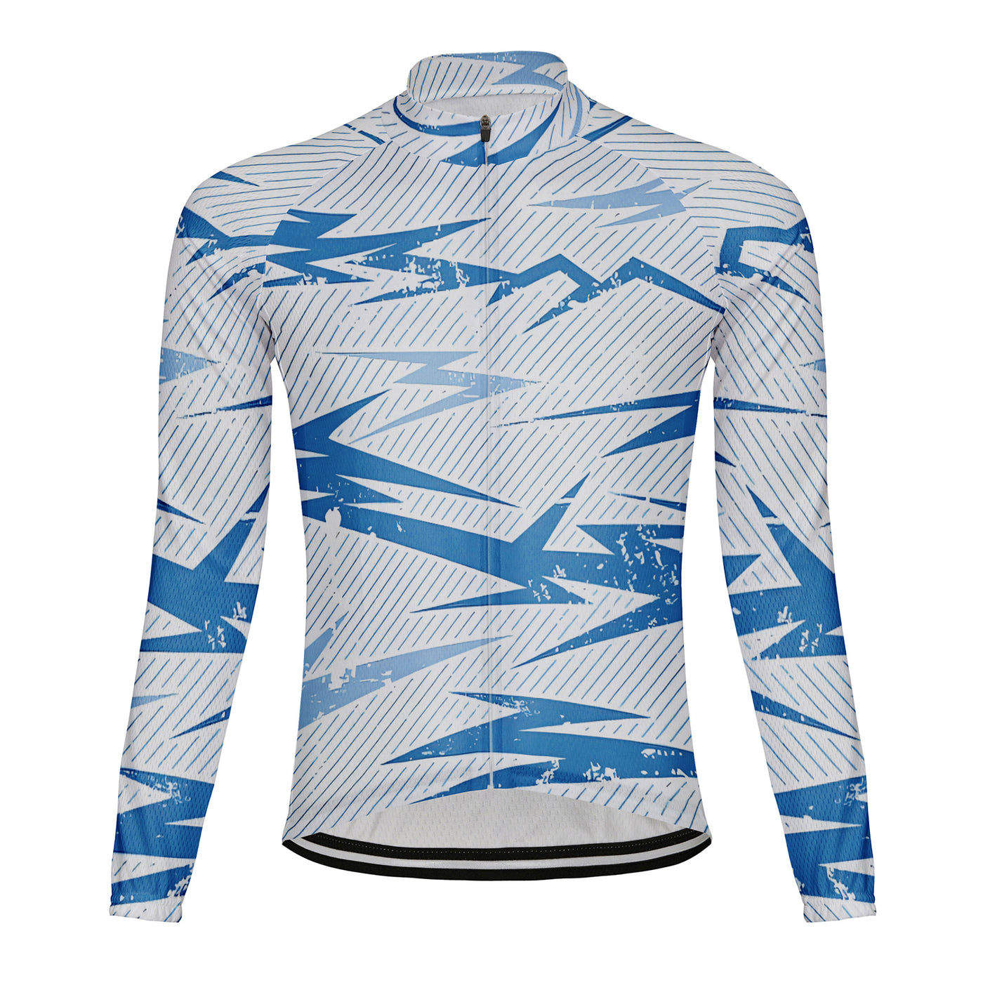 Customized Blue Charm Retro Line Men's Winter Thermal Fleece Cycling Jersey Long Sleeve