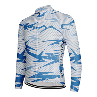 Customized Blue Charm Retro Line Men's Winter Thermal Fleece Cycling Jersey Long Sleeve