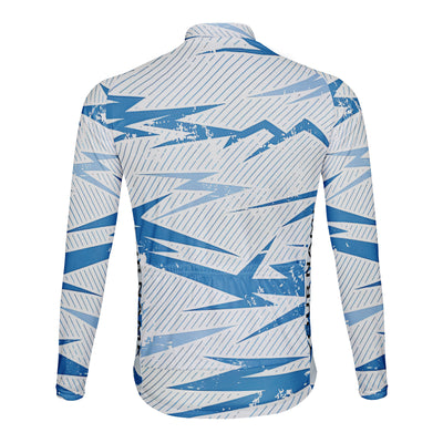 Customized Blue Charm Retro Line Men's Winter Thermal Fleece Cycling Jersey Long Sleeve