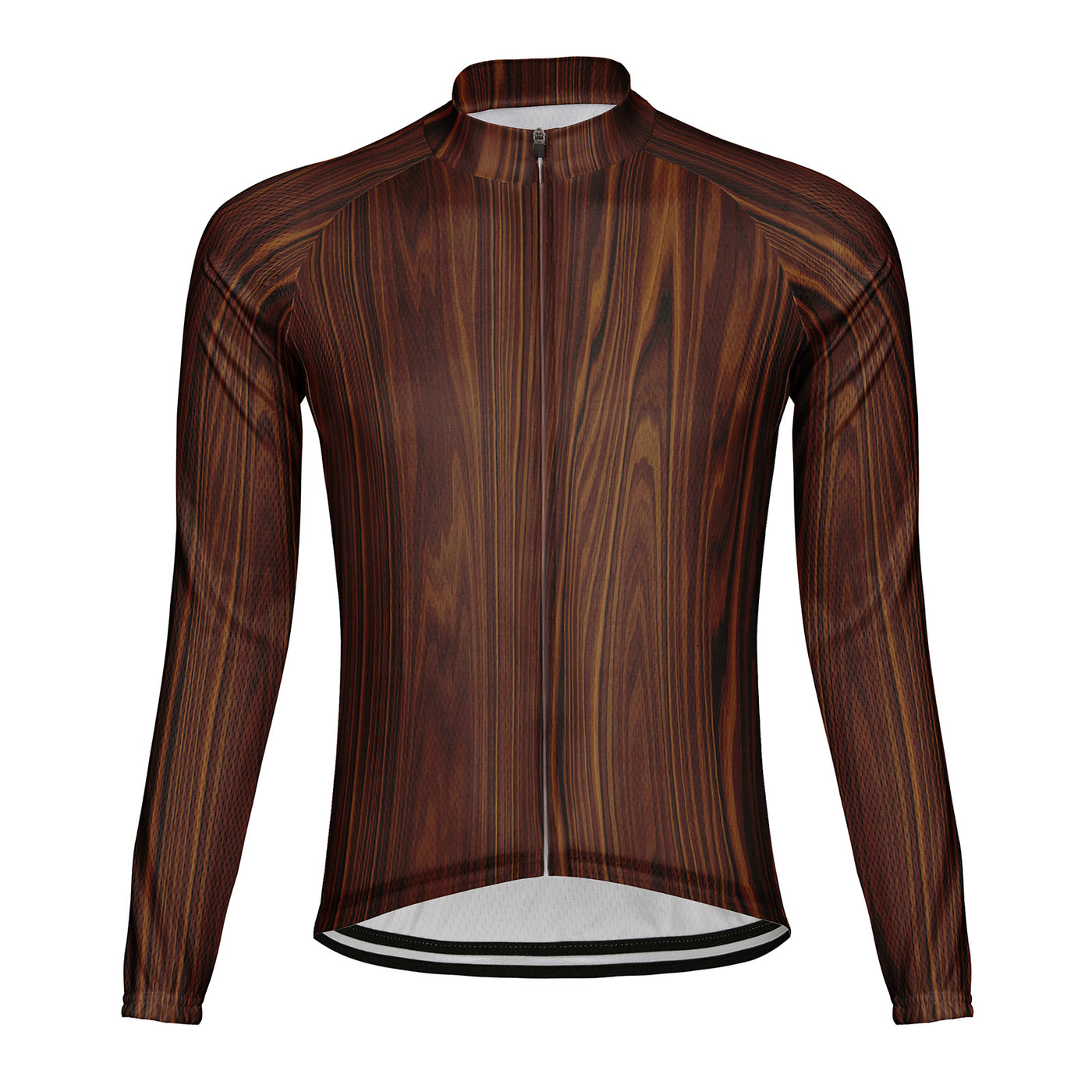 Customized Wood Grain Men's Cycling Jersey Long Sleeve