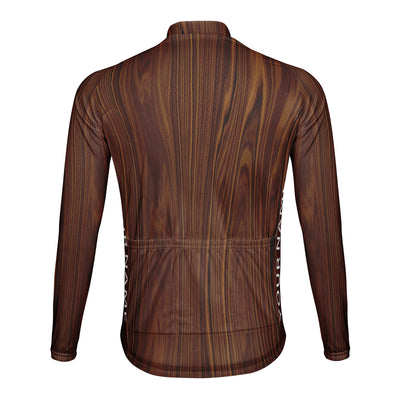 Customized Wood Grain Men's Cycling Jersey Long Sleeve