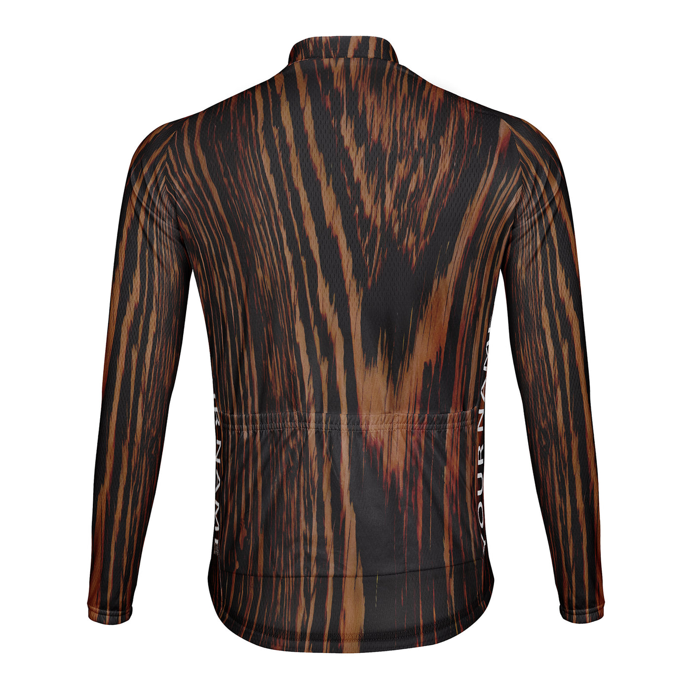 Customized Wood Grain Men's Winter Thermal Fleece Cycling Jersey Long Sleeve