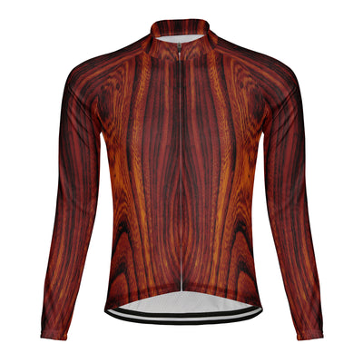 Customized Wood Grain Men's Cycling Jersey Long Sleeve
