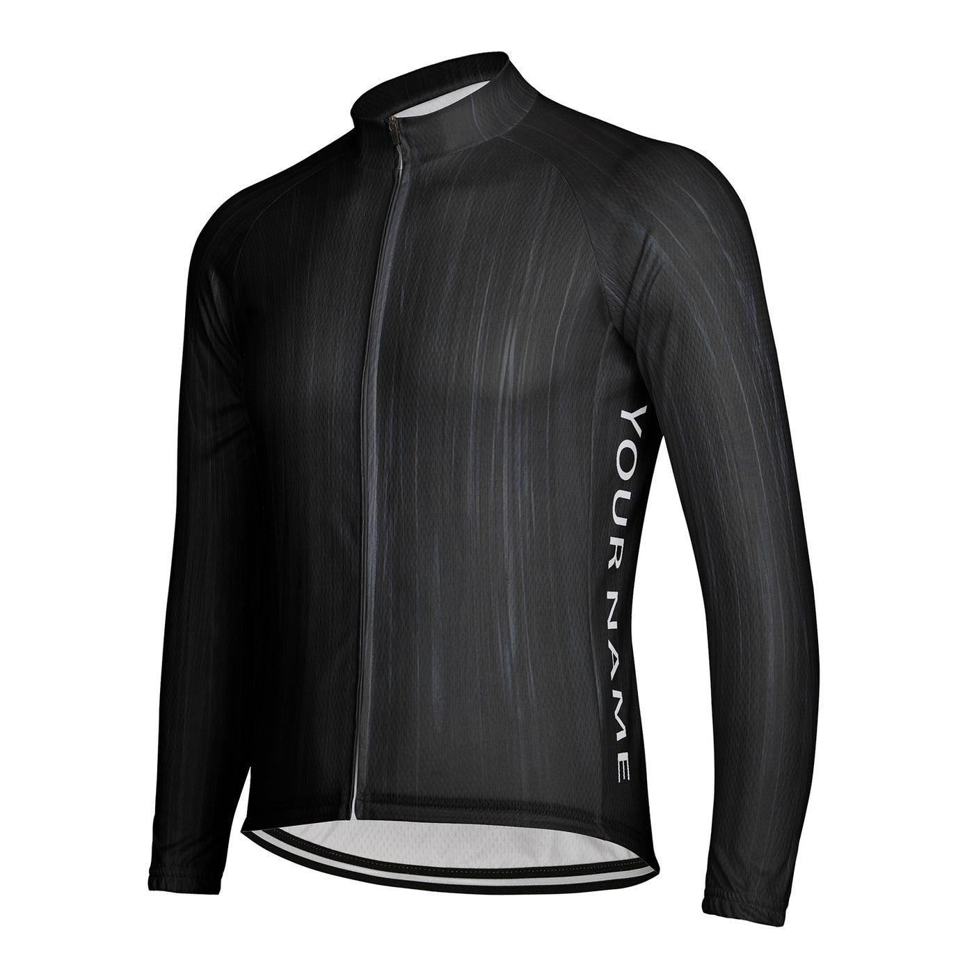Customized Wood Grain Men's Cycling Jersey Long Sleeve