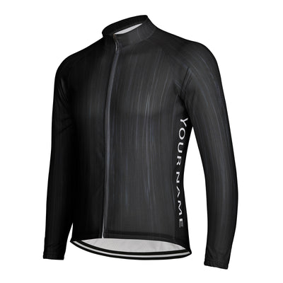 Customized Wood Grain Men's Cycling Jersey Long Sleeve