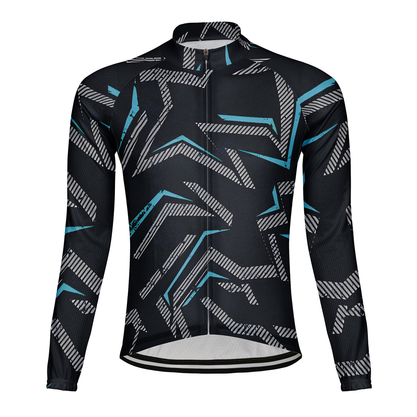 Customized Deep Blue Retro Line Men's Cycling Jersey Long Sleeve
