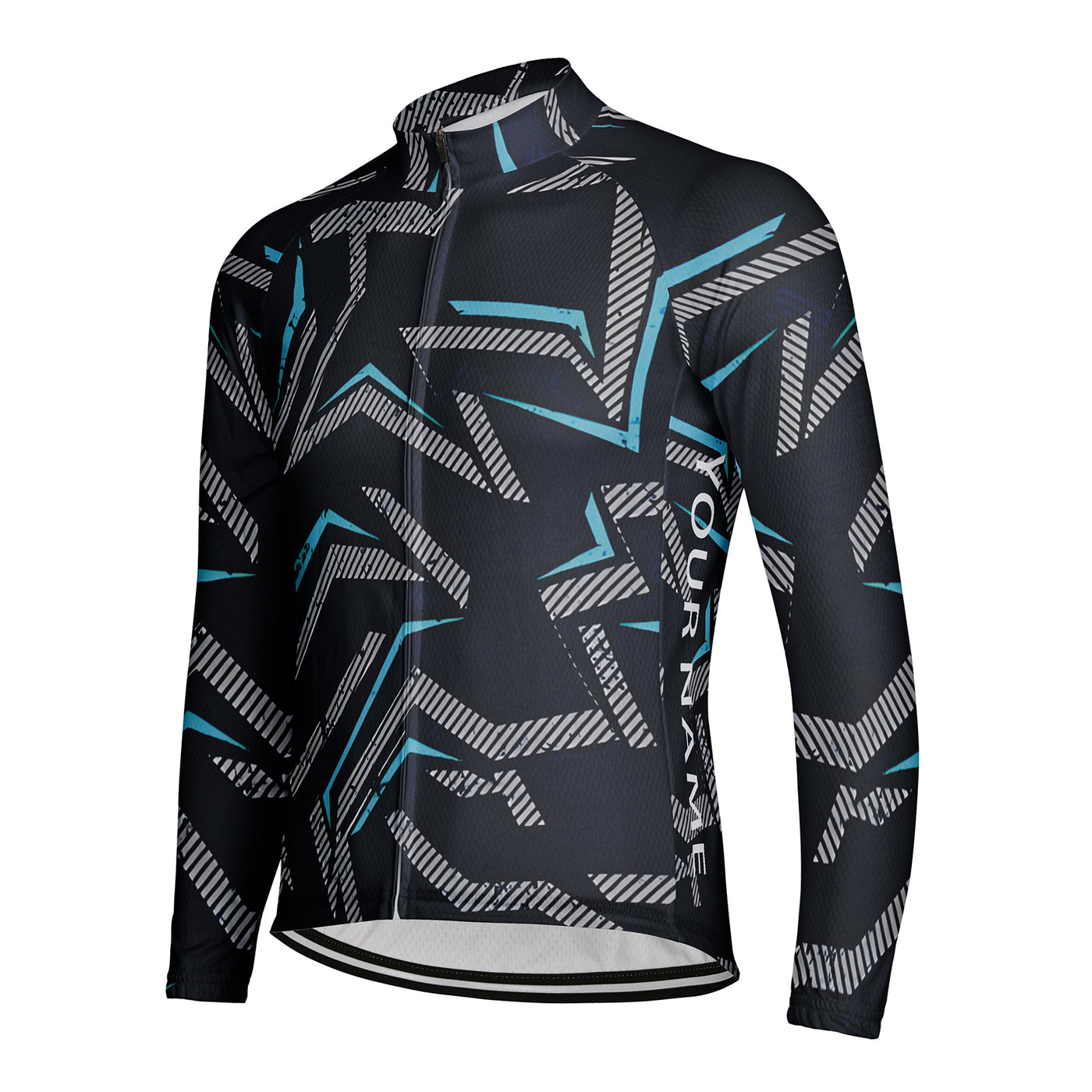 Customized Deep Blue Retro Line Men's Cycling Jersey Long Sleeve