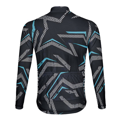 Customized Deep Blue Retro Line Men's Cycling Jersey Long Sleeve