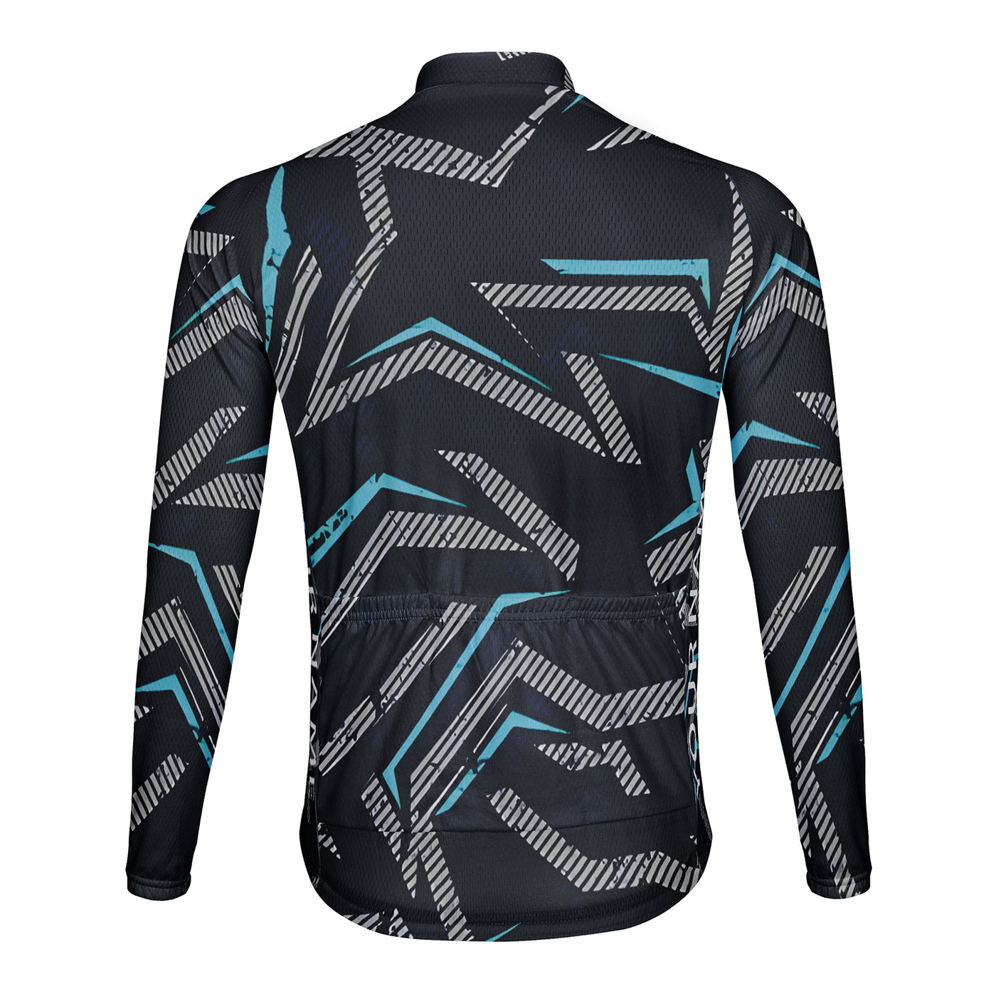 Customized Deep Blue Retro Line Men's Winter Thermal Fleece Cycling Jersey Long Sleeve
