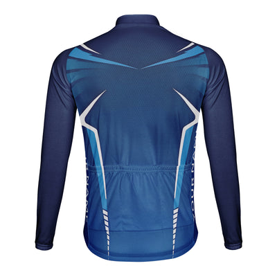 Customized Deep Blue Symmetrical Line Men's Cycling Jersey Long Sleeve
