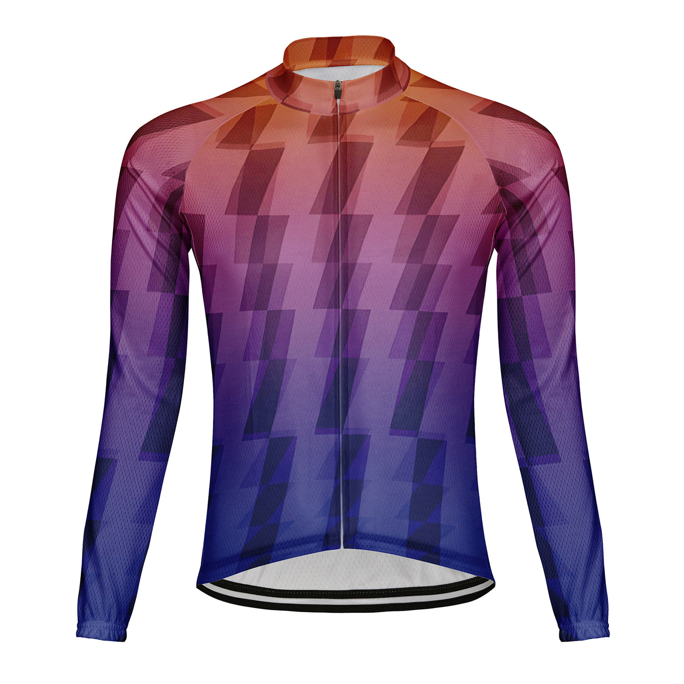 Customized Warm Purple Gradient Rhythm Men's Cycling Jersey Long Sleeve