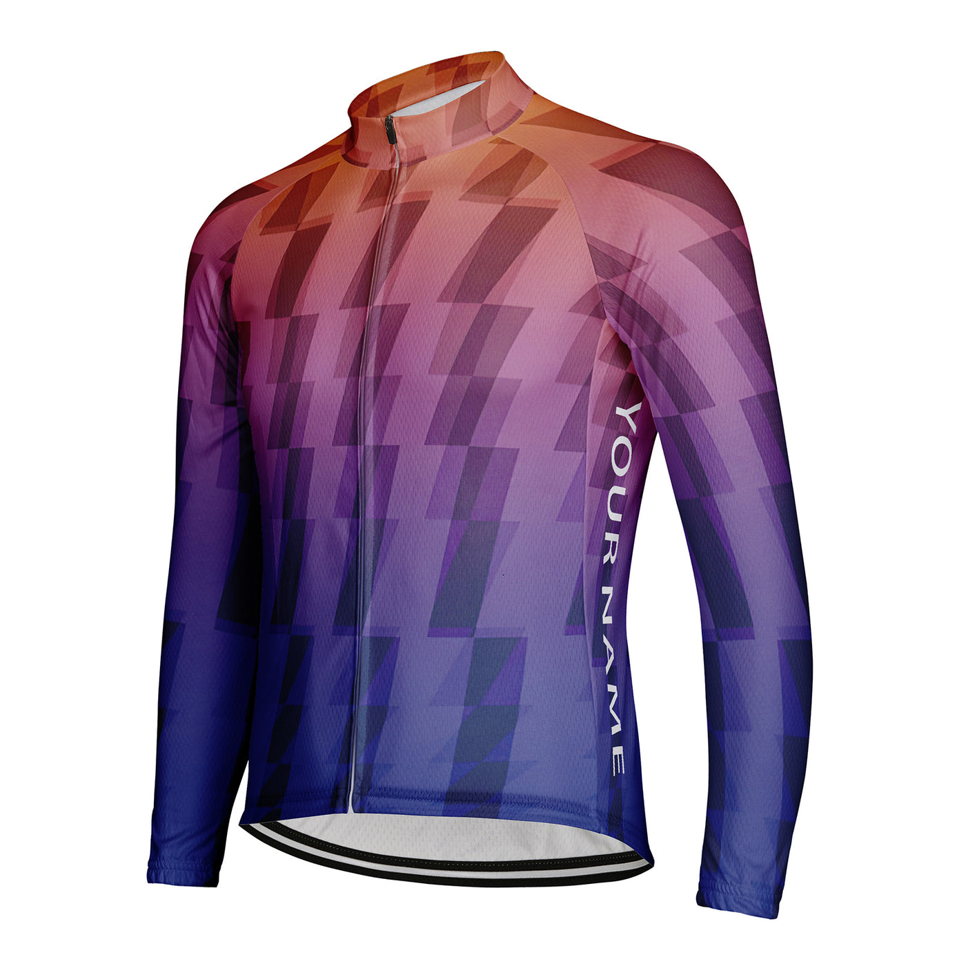 Customized Warm Purple Gradient Rhythm Men's Cycling Jersey Long Sleeve