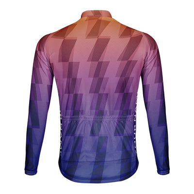 Customized Warm Purple Gradient Rhythm Men's Cycling Jersey Long Sleeve
