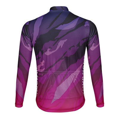 Customized Line Illusion Men's Winter Thermal Fleece Cycling Jersey Long Sleeve